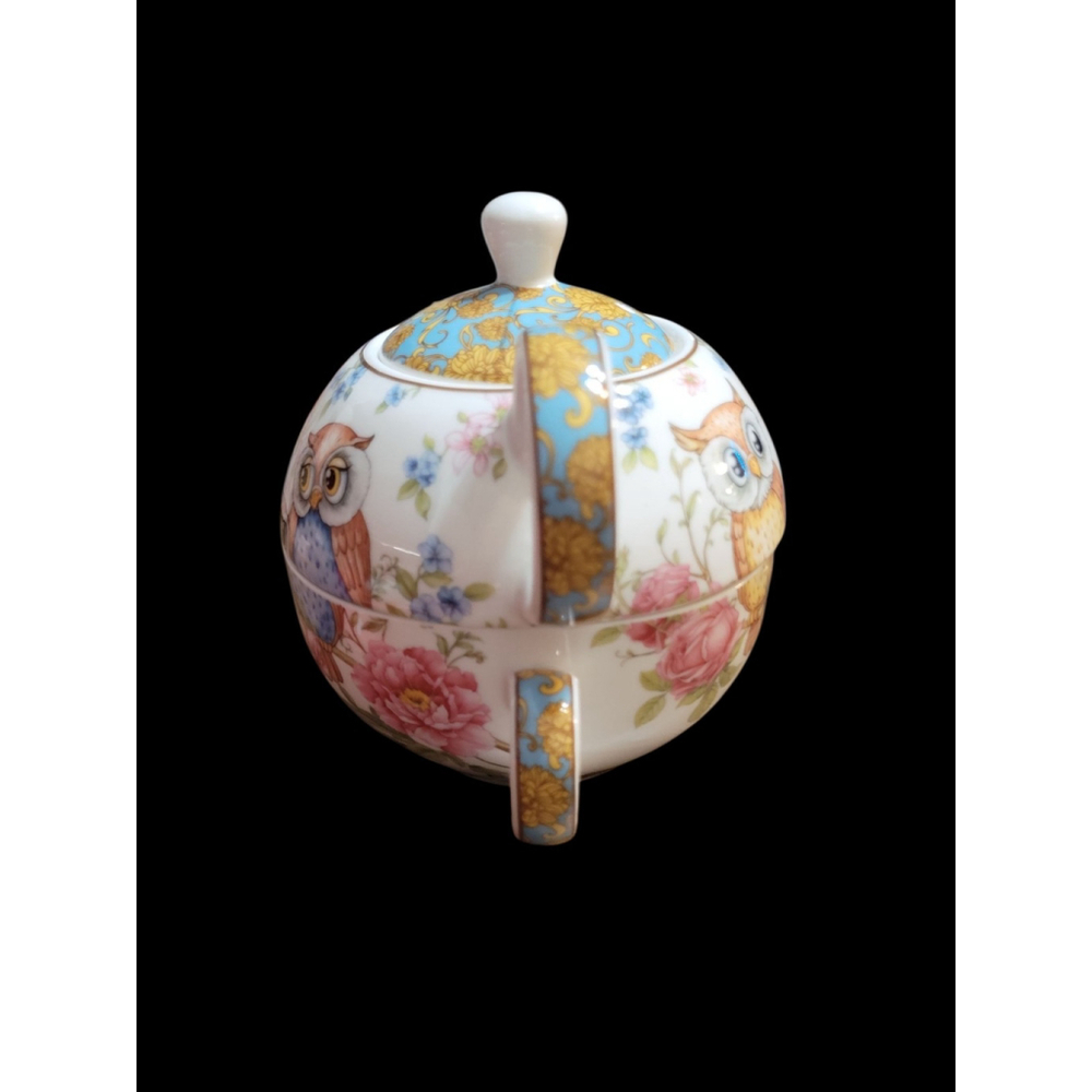Whimsical and cute! Tea Set For One Owls Nesting Porcelain Teapot and Cup w/ box - Picture 3 of 11